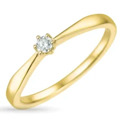 Diamant solitairering i 14 karat guld 0,07 ct
