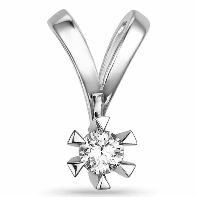 Diamant solitairevedhæng i 14 karat hvidguld 0,20 ct