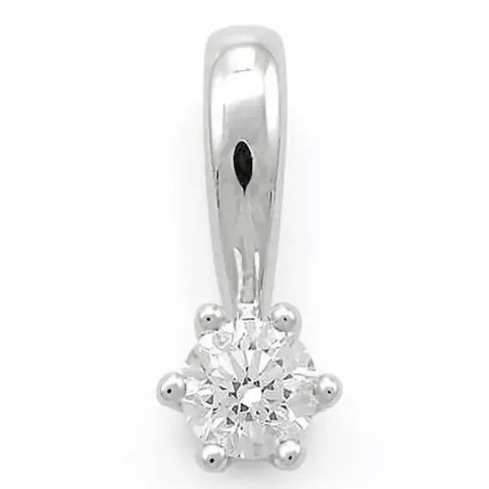 Diamant solitairevedhæng i 14 karat hvidguld 0,10 ct
