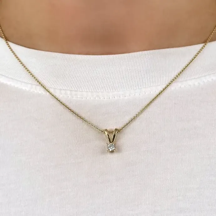 Diamant solitairevedhæng i 14 karat guld 0,20 ct