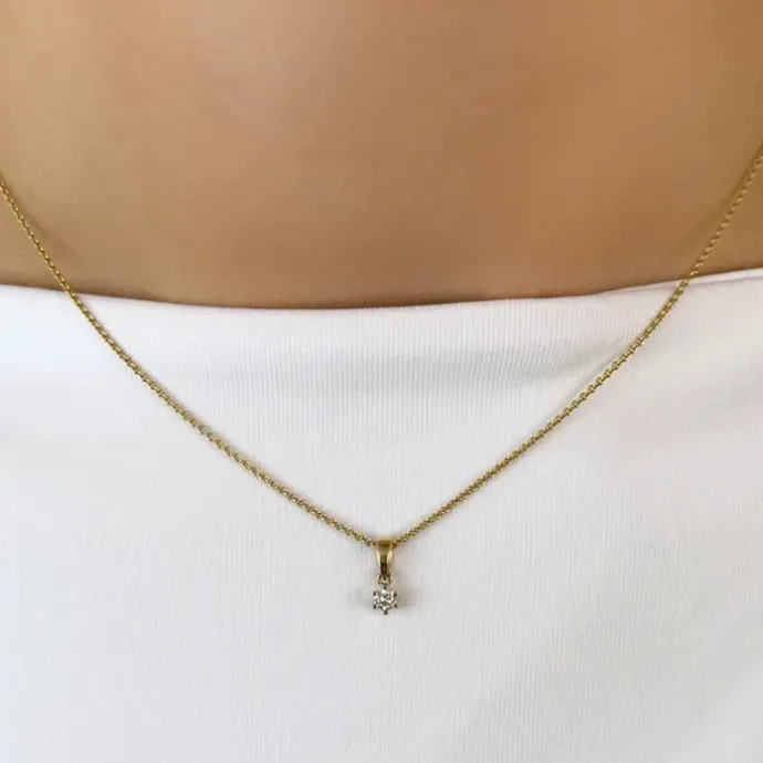 Diamant solitairevedhæng i 14 karat hvidguld 0,10 ct