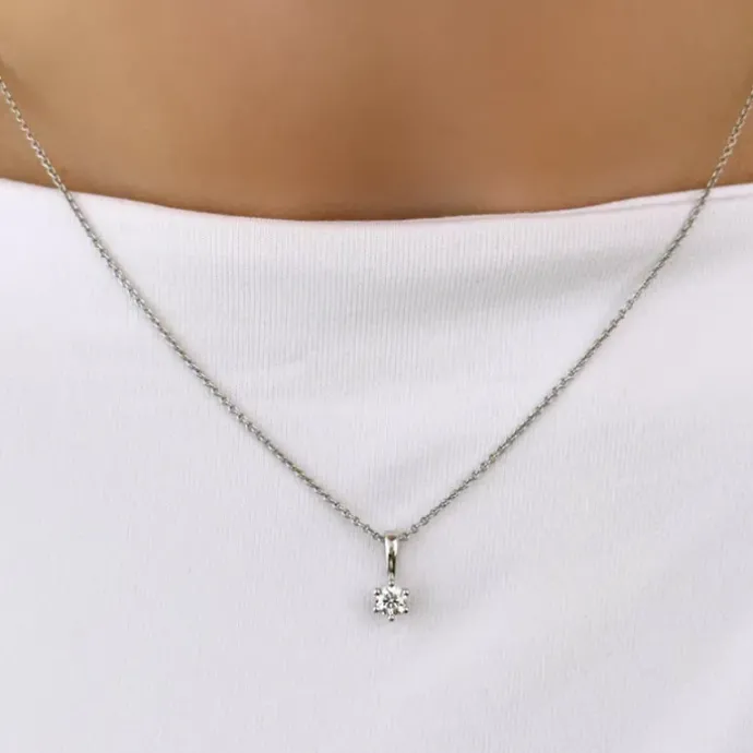 Diamant solitairevedhæng i 14 karat hvidguld 0,20 ct