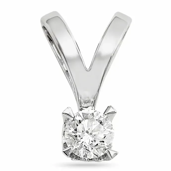Diamant solitairevedhæng i 14 karat hvidguld 0,20 ct