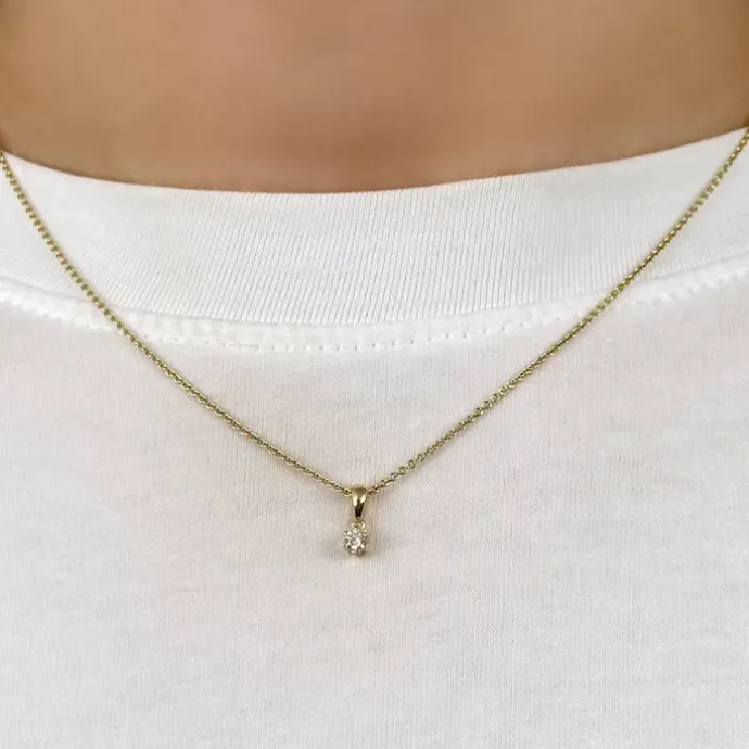 Diamant solitairevedhæng i 14 karat guld 0,10 ct