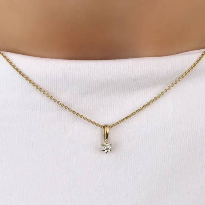 Diamant solitairevedhæng i 14 karat guld 0,10 ct