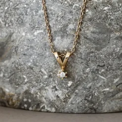 Diamant solitairevedhæng i 14 karat guld 0,05 ct