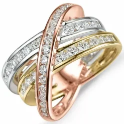 Diamantring i 14 karat alm.- hvid- og rødguld 1,18 ct