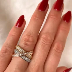 Diamantring i 14 karat alm.- hvid- og rødguld 1,18 ct