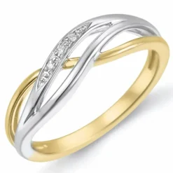 Diamantring i 14 karat guld.- og hvidguld 0,015 ct