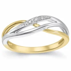 Diamantring i 14 karat guld.- og hvidguld 0,015 ct