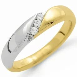 Diamantring i 14 karat guld.- og hvidguld 0,08 ct