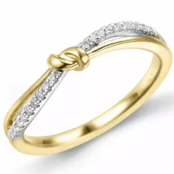 Diamantring i 9 karat guld.- og hvidguld 0,10 ct