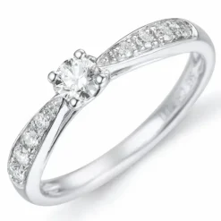 Diamantring i 14 karat hvidguld 0,18 ct 0,14 ct