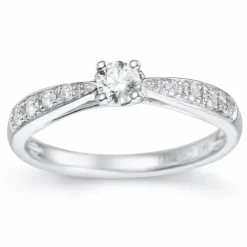 Diamantring i 14 karat hvidguld 0,18 ct 0,14 ct