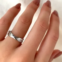 Dobbelt ring i sølv