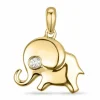 Elefant diamant vedhæng i 14 karat guld 0,02 ct