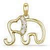 Elefant diamant vedhæng i 14 karat guld 0,04 ct