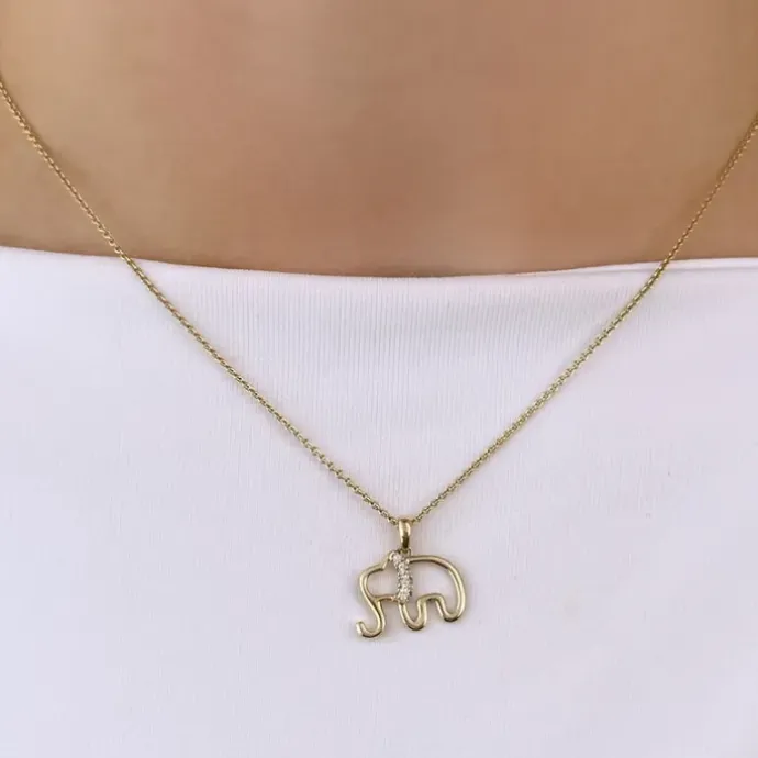 Elefant diamant vedhæng i 14 karat guld 0,04 ct