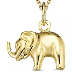 Elefant halskæde i forgyldt sølv med vedhæng i 8 karat guld