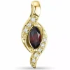 Elegant abstrakt granat diamantvedhæng i 9 karat guld 0,04 ct 0,30 ct