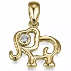 Elegant elefant diamant vedhæng i 9 karat guld 0,01 ct ct