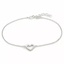 Elegant hjerte armbånd i sølv