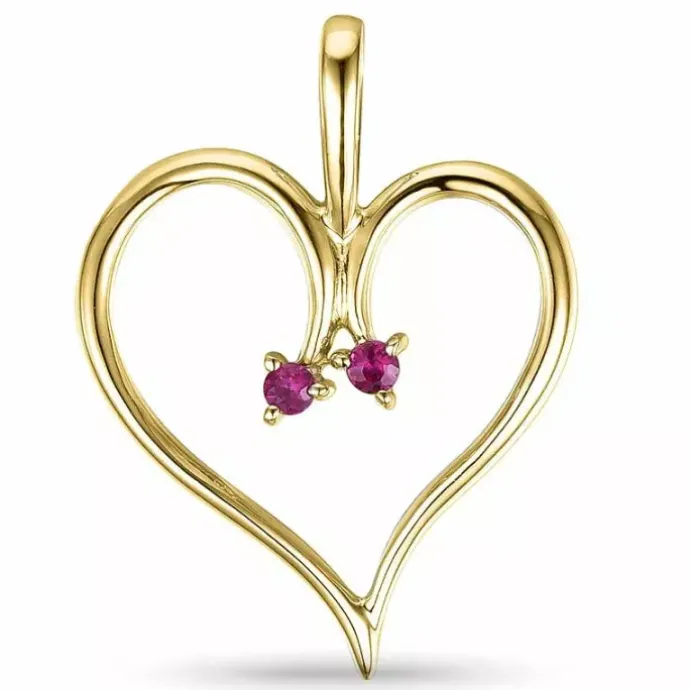 Elegant hjerte rubin vedhæng i 9 karat guld 0,54 ct