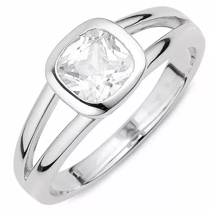 Elegant hvid zirkon ring i sølv