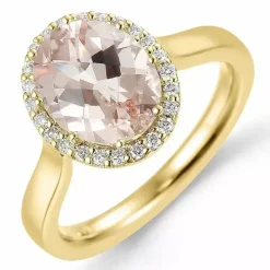 Elegant morganit diamantring i 14 karat guld 1.82 ct 0,12 ct