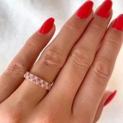 Elegant pink safir diamantring i 14 karat guld 0,247 ct 0,969 ct