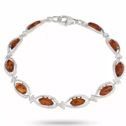 Elegant rav armbånd i sølv