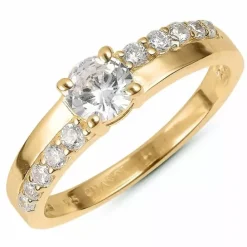 Elegant rund zirkon ring i forgyldt sølv