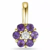 Elegant rundt ametyst vedhæng i 9 karat guld 0,02 ct ct 0,12 ct