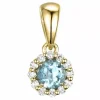 Elegant rundt topas diamantvedhæng i 9 karat guld 0,07 ct 0,30 ct