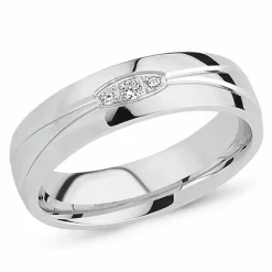 Elegant zirkon ring i rhodineret sølv