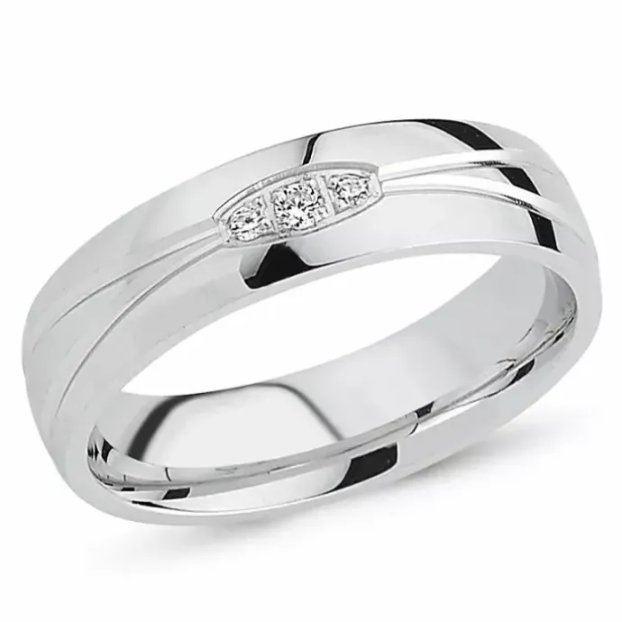 Elegant zirkon ring i rhodineret sølv