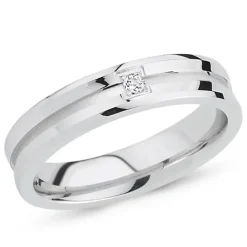 Elegant zirkon ring i rhodineret sølv