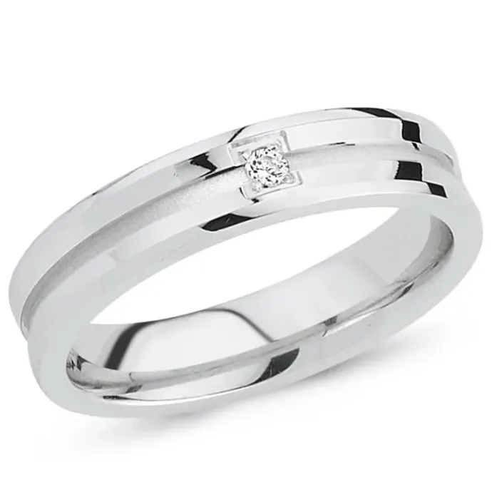 Elegant zirkon ring i rhodineret sølv