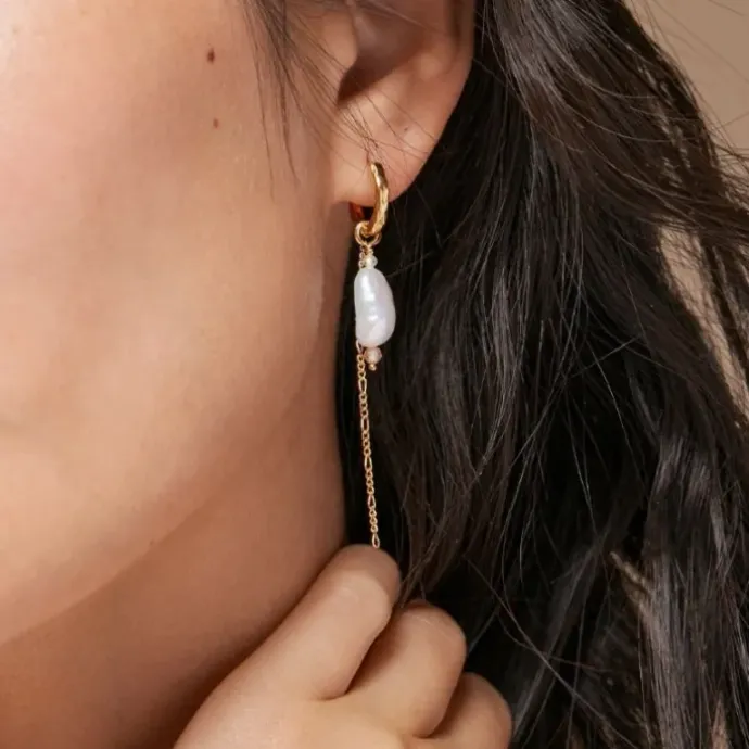Enamel Adeline perle kæde øreringe i forgyldt sølv