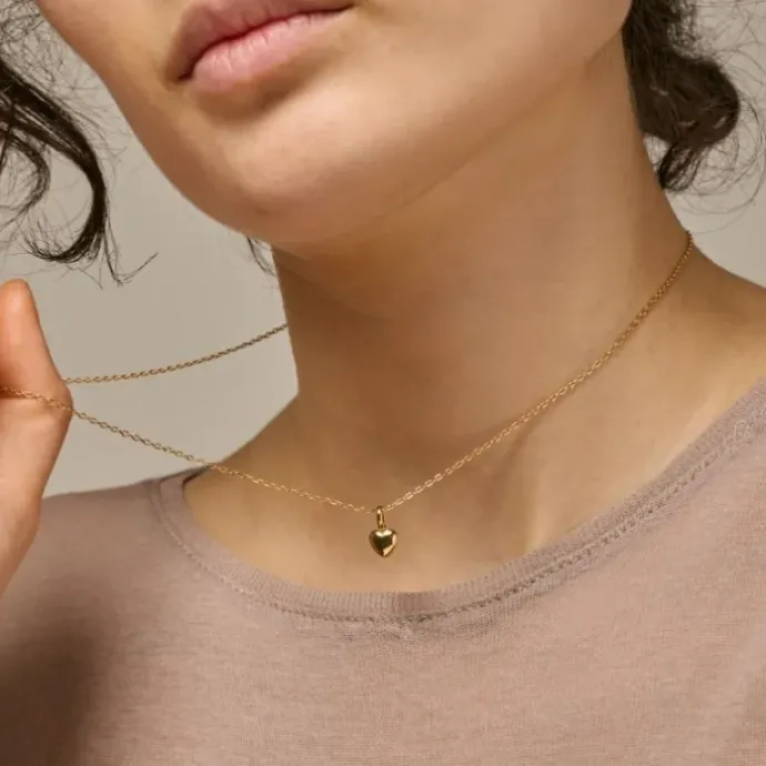 Enamel Amore hjerte Halskæde med vedhæng i forgyldt sølv