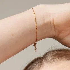 Enamel Box Chain armbånd i forgyldt sølv
