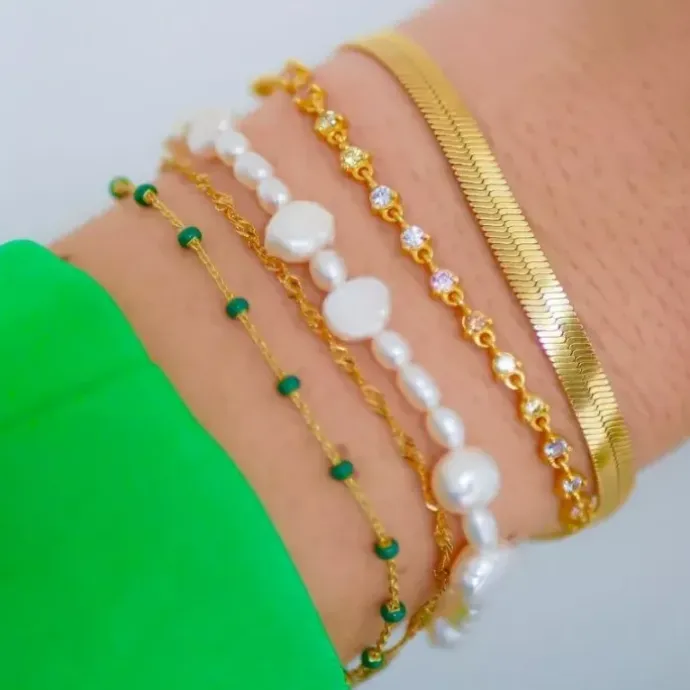 Enamel Carla armbånd i forgyldt sølv