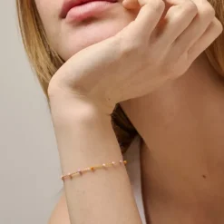 Enamel Lola Blush armbånd i forgyldt sølv