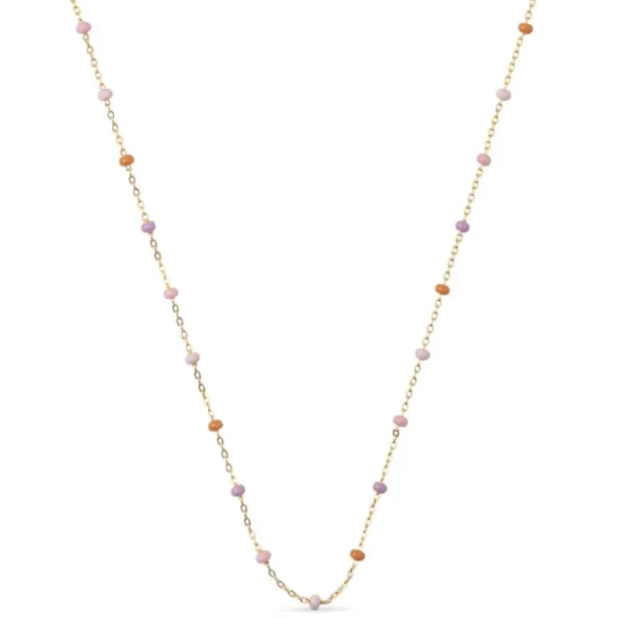 Enamel Lola Blush halskæde i forgyldt sølv lyselilla emalje