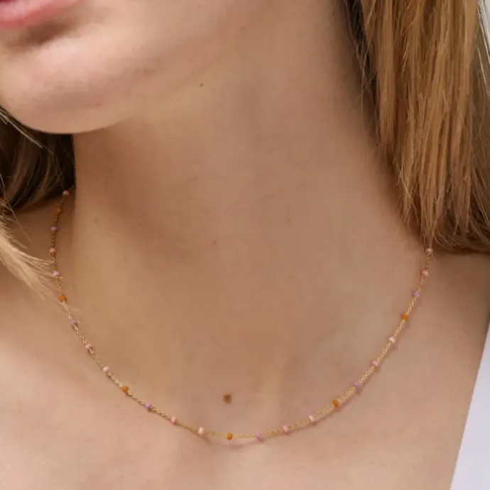 Enamel Lola Blush halskæde i forgyldt sølv lyselilla emalje