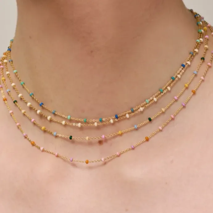 Enamel Lola Blush halskæde i forgyldt sølv lyselilla emalje