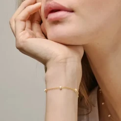 Enamel Lola Bold Daisy armbånd i forgyldt sølv farvede emalje