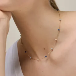 Enamel Lola Bold Marine halskæde i forgyldt sølv blå emalje