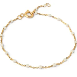 Enamel Lola Daisy armbånd i forgyldt sølv hvid emalje