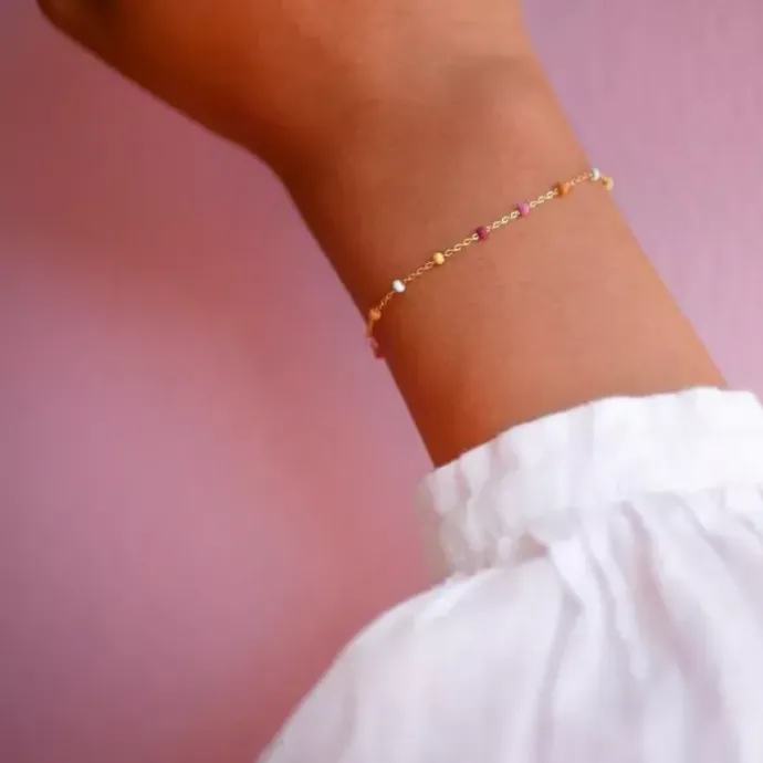Enamel Lola Rainbow armbånd i forgyldt sølv regnbuefarvet emalje